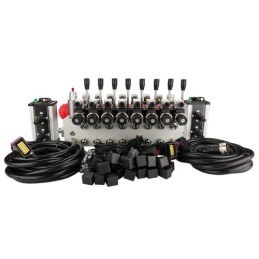 sekcijų 12 V hidraulinis skirstytuvo blokas, tipas Cetop 3 NG6, su proporciniu srauto reguliatoriumi, komplektuojamas su dviem „