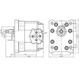 Dešinės pavaros hidraulinis siurblys, 3 grupė, PZG 30-C-72X.DS-56 miško mašinoms, dešinės rotacijos, našumas: 56 cm3/aps.