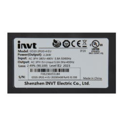 INVT GD20-2R2G-4-EU trifazis vektoriaus keitiklis. 400 V 2,2 kW elektros variklio greičio reguliatorius