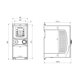 INVT GD20-2R2G-4-EU trifazis vektoriaus keitiklis. 400 V 2,2 kW elektros variklio greičio reguliatorius