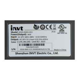 INVT GD20-004G-4-EU trifazis vektoriaus keitiklis. 400 V 4 kW elektros variklio greičio reguliatorius.