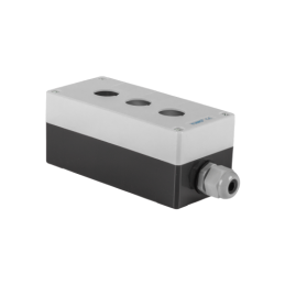 3 x Korpusas elektrinėms valdymo svirtims arba manipuliatoriams, trys skylės, su liauka, tvirtinimo anga 22 mm