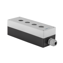 2 x Korpusas elektrinėms valdymo svirtims arba manipuliatoriams, keturios skylės, su liauka, tvirtinimo anga 22 mm