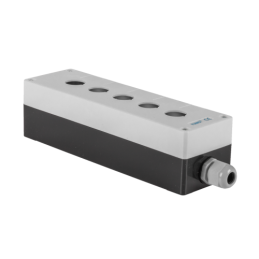 2 x Korpusas elektrinėms valdymo svirtims arba manipuliatoriams, penkios skylės, su liauka, tvirtinimo anga 22 mm