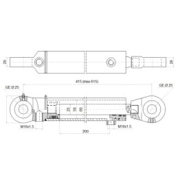 Universalus hidraulinis cilindras MTZ trijų taškų pakabinimo sistemai, dvigubo veikimo, ilgis: 415 mm, eiga: 200 mm, CJ2F-50/25/