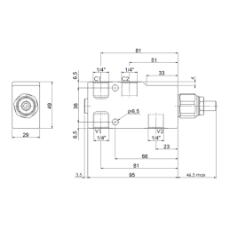 VBCL vienpusis atsvarinis perkrovos ir fiksavimo vožtuvas, sriegis: 1/4 colio, srautas: 30 l/min, maksimalus slėgis: 350 bar