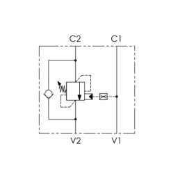 VBCL vienpusis atsvarinis perkrovos ir fiksavimo vožtuvas, sriegis: 3/8", srautas: 40 l/min, maksimalus slėgis: 350 bar