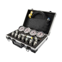 Hidraulinio slėgio matavimo diagnostikos rinkinys, serviso lagaminas, 4 analoginiai slėgio matuokliai, 11 antgalių 85050003