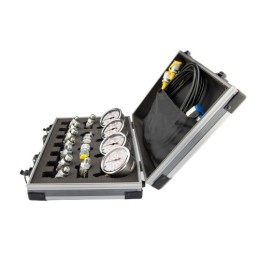 Hidraulinio slėgio matavimo diagnostikos rinkinys, serviso lagaminas, 4 analoginiai slėgio matuokliai, 11 antgalių 85050003