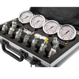 Hidraulinio slėgio matavimo diagnostikos rinkinys, serviso lagaminas, 4 analoginiai slėgio matuokliai, 11 antgalių 85050003