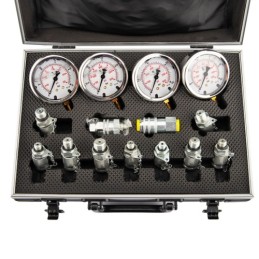 Hidraulinio slėgio matavimo diagnostikos rinkinys, serviso lagaminas, 4 analoginiai slėgio matuokliai, 11 antgalių 85050003