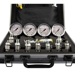 Hidraulinio slėgio matavimo diagnostikos rinkinys, serviso lagaminas, 4 analoginiai slėgio matuokliai, 11 antgalių 85050003