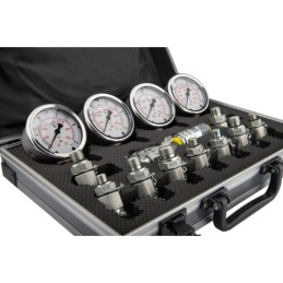 Hidraulinio slėgio matavimo diagnostikos rinkinys, serviso lagaminas, 4 analoginiai slėgio matuokliai, 11 antgalių 85050003