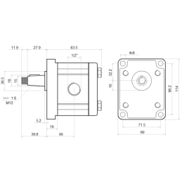 Hidraulinis reduktorius, darbinis tūris: 4 cm3/aps., greitis iki 4000 aps./min., su guoliais