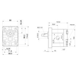 Hidraulinis reduktorius, darbinis tūris: 22 cm3/aps., greitis iki 3300 aps./min., su guoliais