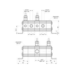 Tikslus transmisinės alyvos srauto daliklis GR10 2x3,2cm3 1xIN - 2xOUT su išlyginamaisiais vožtuvais. Įleidžiamos alyvos srauto 