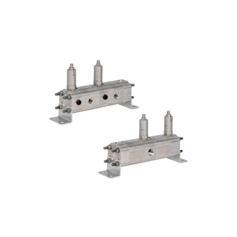 Tikslus transmisinės alyvos srauto daliklis GR10 2x6,3 cm3 1xIN - 2xOUT su išlyginamaisiais vožtuvais. Įleidžiamos alyvos srauto