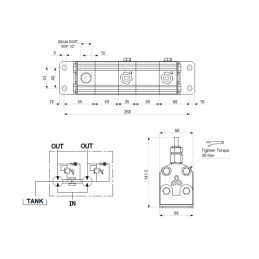 Tikslus transmisinės alyvos srauto daliklis GR10 2x6,3 cm3 1xIN - 2xOUT su išlyginamaisiais vožtuvais. Įleidžiamos alyvos srauto