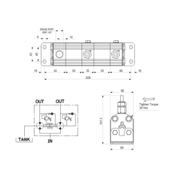 Tikslus transmisinės alyvos srauto daliklis GR10 2x1,2cm3 1xIN - 2xOUT su išlyginamaisiais vožtuvais. Įleidžiamos alyvos srauto 