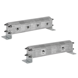 Tikslus transmisinės alyvos srauto daliklis GR10 4x1.2cm3 2xIN - 4xOUT be balansavimo vožtuvų. Įleidimo alyvos srauto diapazonas