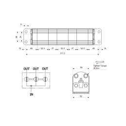 Tikslus reduktoriaus alyvos srauto daliklis GR20 3x8.0cm3 1xIN - 3xOUT be balansavimo vožtuvų. Įleidimo alyvos srauto diapazonas
