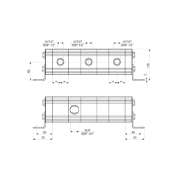 Tikslus reduktoriaus alyvos srauto daliklis GR20 3x8.0cm3 1xIN - 3xOUT be balansavimo vožtuvų. Įleidimo alyvos srauto diapazonas