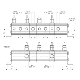 Tikslus transmisinės alyvos srauto daliklis GR10 4x3,2cm3 2xIN - 4xOUT su išlyginamaisiais vožtuvais. Įleidžiamos alyvos srauto 