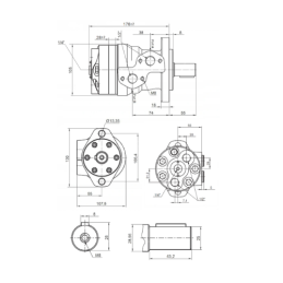 MRE hidraulinis variklis, darbinis tūris: 160 cm3/aps., greitis: 375 aps./min., velenas: 25 mm