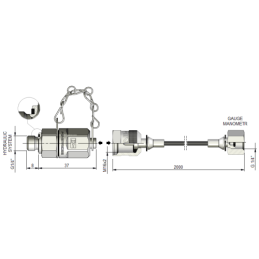 2000 mm serviso matavimo žarna su G1/4" jungtimi hidraulinės sistemos diagnostikai. Skirta manometrams su G1/4" sriegiu.