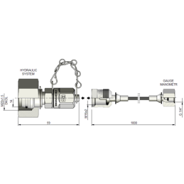 1000 mm serviso matavimo žarna su DKOL M22x1.5 jungtimi hidraulinės sistemos diagnostikai. Skirta manometrams su G1/4" sriegiu.