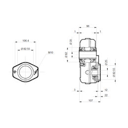 GR3 reduktorius BMR varikliams su 25 mm velenu, perdavimo skaičius: 2.0:1