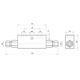 Hidraulinis atbulinis vožtuvas, dvigubo veikimo cilindras, užraktas VBPDE L2 CEXC 10L 1/4"