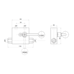 Hidraulinis atbulinis vožtuvas „užraktas“ užrakinamas dvigubo veikimo cilindras VBPDE c/RUB 3/8" papildomas mechaninis fiksavima
