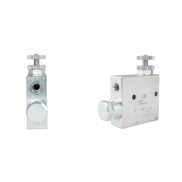 RFP3 3/8" hidraulinio srauto reguliavimo vožtuvas su perteklinio alyvos išleidimo anga