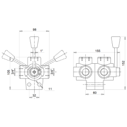 Rutulinis vožtuvas, centrinės angos 6/2 GW 1" 180L/min 250bar