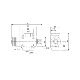 Traukiamas ribojimo vožtuvas „ribojimo jungiklis“, normaliai uždarytas, V-FCR 2T, sriegis: 3/4 colio, srautas: 120 l, maks. slėg