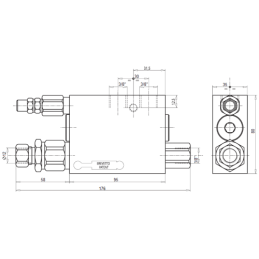 Vieno cilindro rotacinio plūgo vožtuvas VRAP80/100 sriegiams: 3/8 colio maks. slėgis: 250 bar