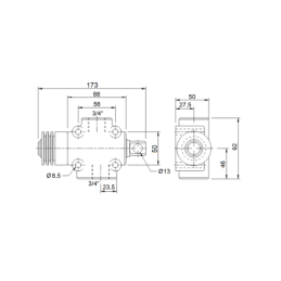 Traukiamas ribojimo vožtuvas „ribojimo jungiklis“, paprastai atidarytas V-FCR 1T sriegis: 3/4 colio, srautas: 120 l, maks. slėgi
