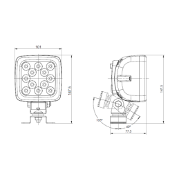 Lenkiškas darbo žibintas 12xLED 2400 LM 17W + jungtis