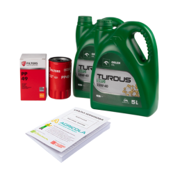 Variklio alyvos filtras PP49 PP-4.9 traktoriui Ursus C-360-3P + variklio alyva TURDUS 15W40 10L + serviso knygelė