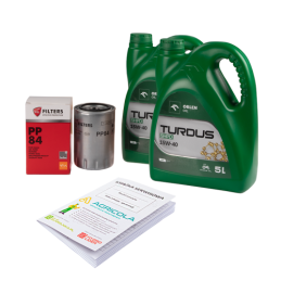 Variklio alyvos filtras PP84 PP-8.4 traktoriui Ursus C-330 C-360 + variklio alyva TURDUS 15W40 10L + serviso knygelė