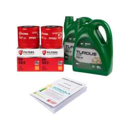 Filtrų komplektas traktoriui Ursus U912/914 U1012/1014 Variklio alyvos filtrai + TURDUS 15W40 10L variklio alyva + serviso knyge