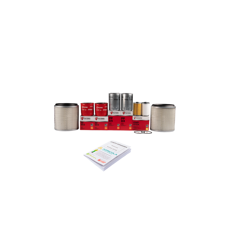 Filtrų komplektas Ursus C-385 traktoriui Variklio alyvos filtrai + kuro filtrai + oro filtro įdėklas + serviso knygelė