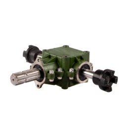 Trąšų barstytuvo centrinė kampinė pavara 1:1,44 ketaus frezuotas velenas 89 mm