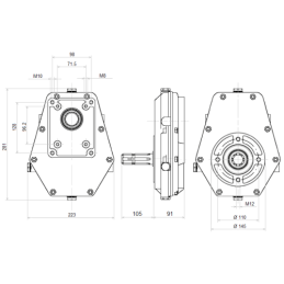 Pavarų dėžės daugiklio pritvirtinimas 2 grupės siurbliams, perdavimo skaičius: 1:3,8, galia: 20 kW, komplekte su kardaniniu vele
