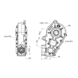 PMS(C) 25-40-5.5-0.036 pavarų dėžė betono maišyklėms. Pavarų dėžė betono maišymui statybinėse mašinose. Pavarų dėžė konvejerių j