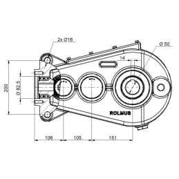 PMS(A) 32-50-11-0.028 pavarų dėžė betono maišyklėms. Pavarų dėžė betono maišymui statybinėse mašinose. Pavarų dėžė konvejerių ju