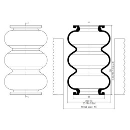 Pneumatinė spyruoklė 130/3" 130x3