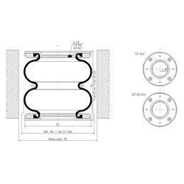 Silfonas su jungtimis, pneumatinė pagalvė 170/2" 170x2