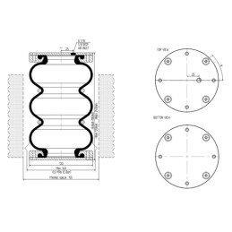 Silfonas su jungiamosiomis detalėmis, pneumatinė pagalvė 130/3 100x3